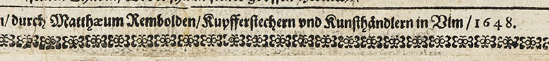Detailansicht der Signatur, die das Flugblatt als Werk des Matthäus Rembold ausweißt