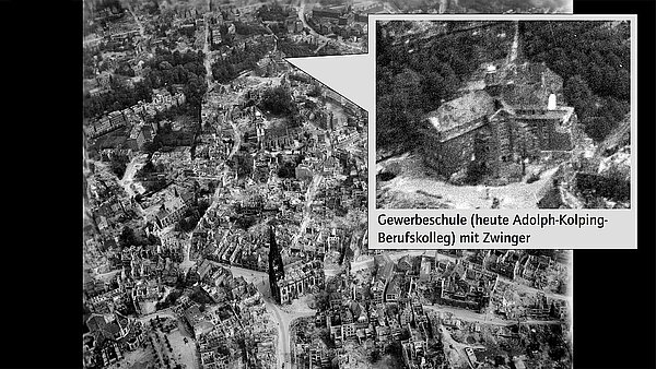 Luftbild des kriegszerstörten Münster.