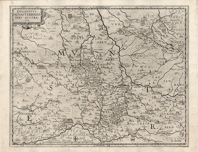 Kupferstich einer Karte des Bistums Münster 
